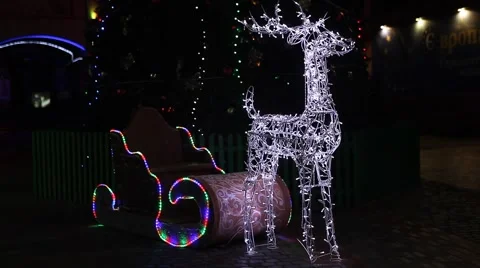 Figures of shone deer with sledge Stock Footage 58301918