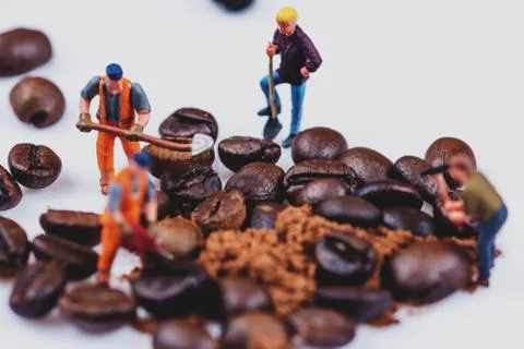 Figures working on coffee Stock Photos