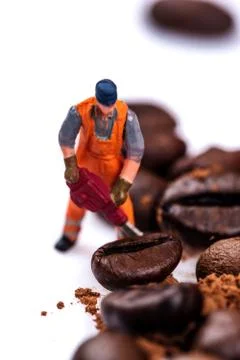 Figures working on coffee Stock Photos