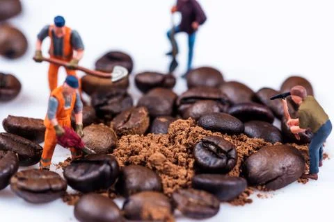 Figures working on coffee 写真素材