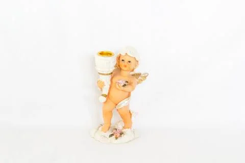Figurine of angel on white background Stock Photos