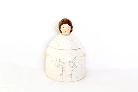 Figurine of angel on white background Stock Photos