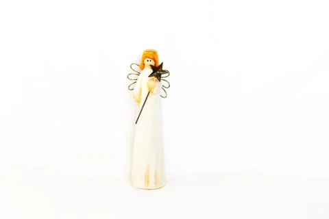 Figurine of angel on white background Stock Photos