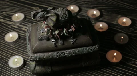 A figurine of an elephant by candlelight Stock Footage 63091949