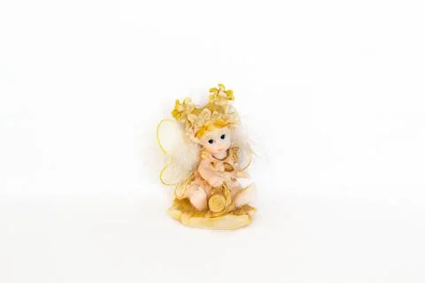 Figurines of angel on white background Stock Photos