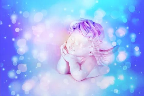 Figurines of angel on white background Stock Photos
