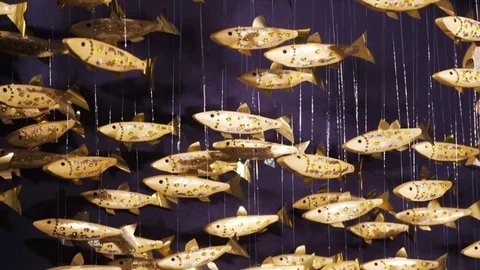 Figurines of Goldfish Stock Footage 80625608