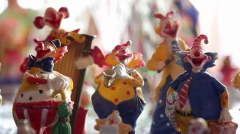 Figurines of Smiling Clowns Stock Footage 58644550