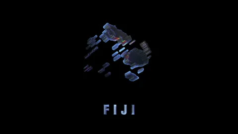Fiji 3D island map with modern glossy effect on dark background Stock Footage 312508574