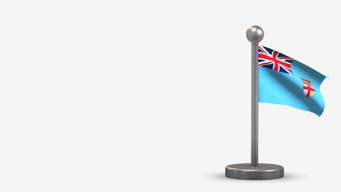 Fiji 3D waving flag animation on tiny flagpole. Stock Footage 120791991