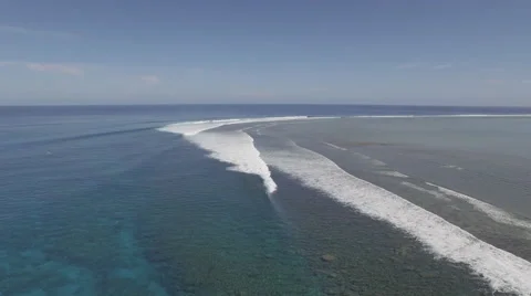 Fiji Coral Reef Aerial shot with drone beautifull tropical reef with waves Stock Footage
