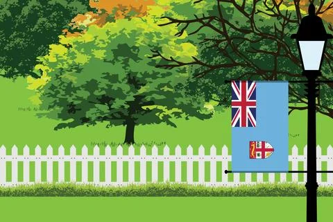 Fiji Day Trees Lamp Vector Illustration Stock-Illustration