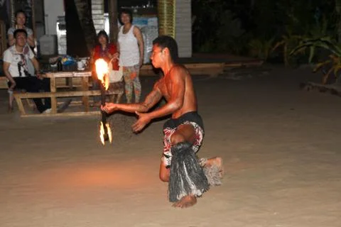 Fiji Fire &amp; Dance Ceremony Stock Photos