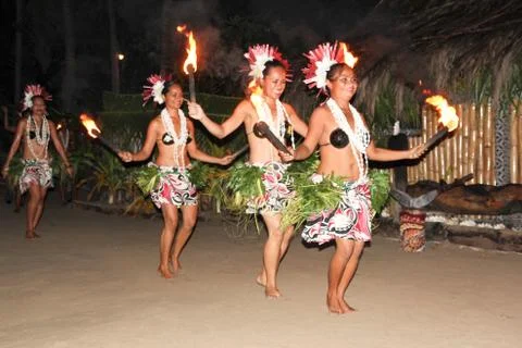 Fiji Fire &amp; Dance Ceremony Stock Photos