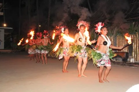 Fiji Fire &amp; Dance Ceremony Stock Photos