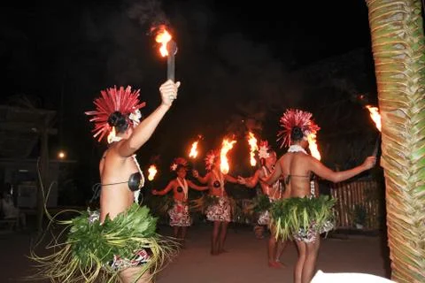 Fiji Fire &amp; Dance Ceremony Stock Photos