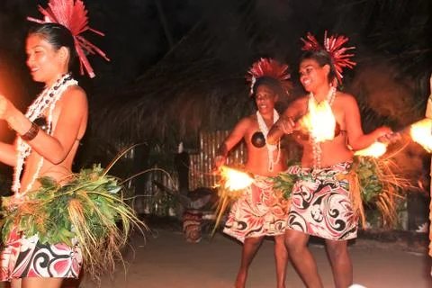 Fiji Fire &amp; Dance Ceremony Stock Photos