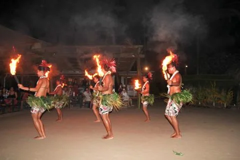 Fiji Fire &amp; Dance Ceremony Stock Photos