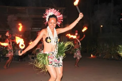 Fiji Fire &amp; Dance Ceremony Stock Photos