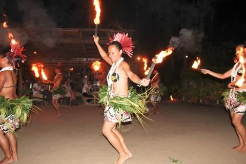 Fiji Fire &amp; Dance Ceremony Stock Photos