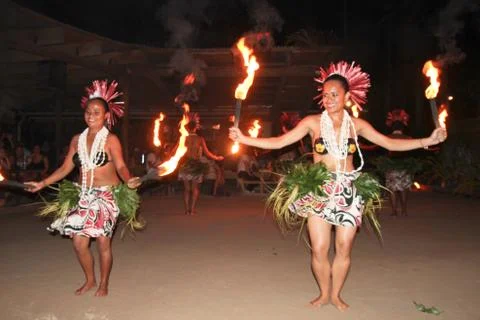 Fiji Fire &amp; Dance Ceremony Stock Photos