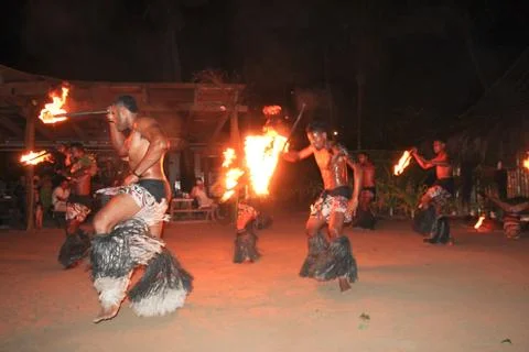 Fiji Fire &amp; Dance Ceremony Stock Photos