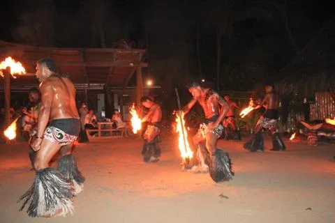 Fiji Fire &amp; Dance Ceremony Stock Photos