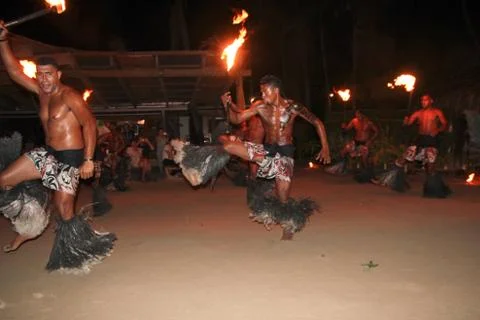 Fiji Fire &amp; Dance Ceremony Stock Photos
