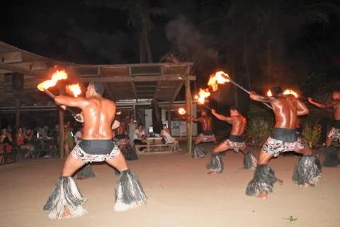 Fiji Fire &amp; Dance Ceremony Stock Photos