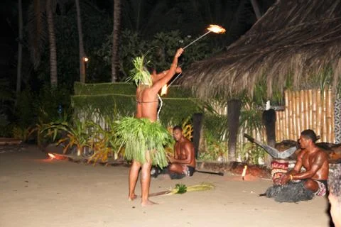 Fiji Fire &amp; Dance Ceremony Stock Photos