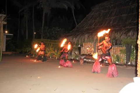 Fiji Fire &amp; Dance Ceremony Stock Photos