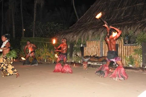 Fiji Fire &amp; Dance Ceremony Stock Photos
