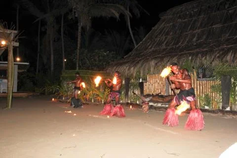 Fiji Fire &amp; Dance Ceremony Stock Photos
