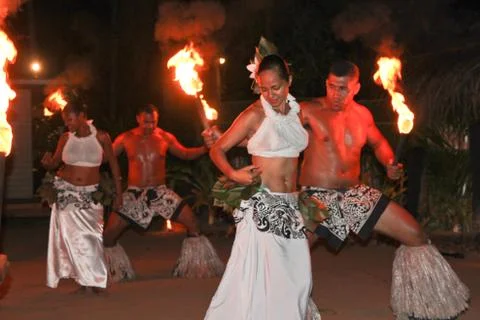 Fiji Fire &amp; Dance Ceremony Stock Photos