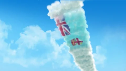 Fiji Flag 3D Render Animation Created with Colored Smoke Trails by Aircraft Video stock 332306743
