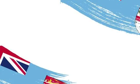 Fiji Flag with Brush Stroke Effect, Grunge brush stroke. Watercolor paintin.. イラスト素材