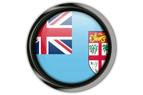 Fiji flag in the button pin Isolated on White Background 스톡 사진