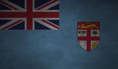 Fiji flag with the effect of crumpled paper and grunge Stock Illustration