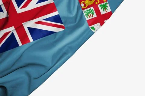Fiji flag of fabric with copyspace for your text on white background. Stock Illustration