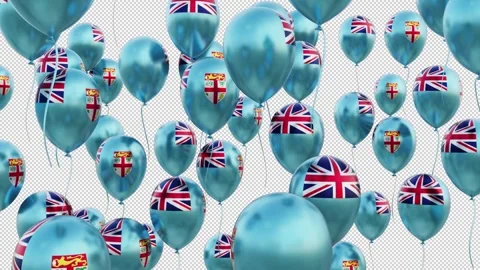 Fiji Flag On The Flying Balloons Stockbeeldmateriaal 314654375