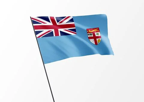 Fiji flag flying high in the isolated background Fiji independence day Illustrazione stock
