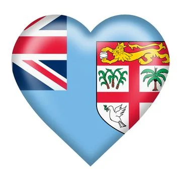 A Fiji flag heart button with clipping path 3d illustration Stock Illustration