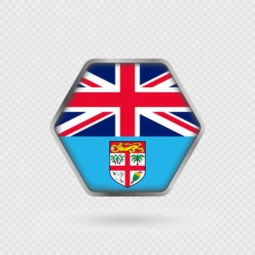Fiji flag in a hexagon frame. Illustrazione stock