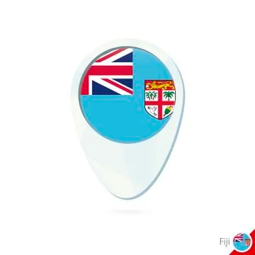 Fiji flag location map pin icon on white background. Stock Illustration