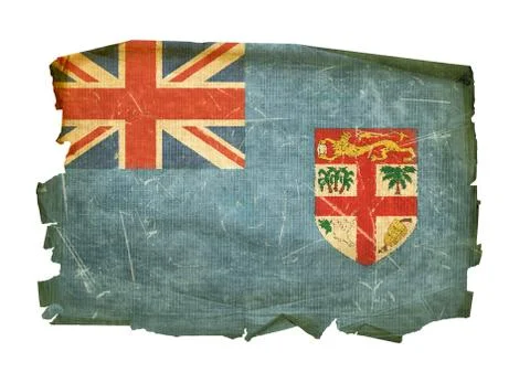 Fiji flag old, isolated on white background Stock Photos