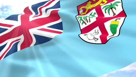 Fiji Flag Seamless Loop 4k 60fps on Sky Background Vídeos de archivo 341559933