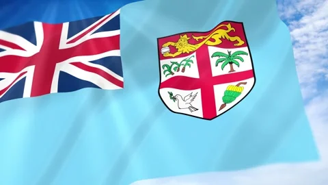 Fiji Flag Seamless Loop 4k 60fps on Sky Background Stock Footage 341673029