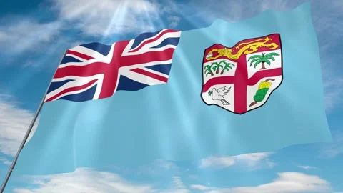 Fiji Flag Seamless Loop 4k 60fps on Sky Background Stock Footage 341756946