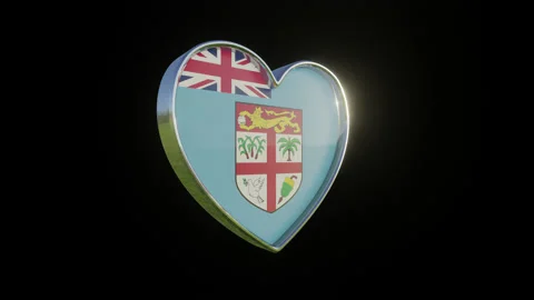Fiji Flag in the Shape of 3D Heart. Video stock 134788117