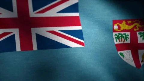 Fiji Flag in Slow Motion Classic Flag Smooth blowing in the wind on a windy day Stock Illustration